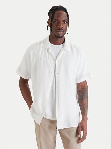 Calvin Klein Koszula LV04LF137G Biały Relaxed Fit. Białe koszule męskie Calvin Klein, m, bez wzorów, bez kołnierzyka, bez ramiączek. Za 369.99 zł.