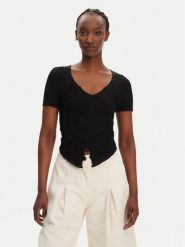 PINKO Bluzka Falterona Maglia 104625 A2E6 Czarny Regular Fit. Czarne koszule damskie Pinko, m, bez wzorów, z wiskozy, bez kołnierzyka, bez ramiączek. Za 409.99 zł.