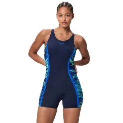 Strój kąpielowy Speedo Hyperboom Splice Muscleback. Niebieskie kostiumy jednoczęściowe damskie Speedo, l, bez wzorów, z tkaniny, sportowe, do pływania. Za 281.00 zł.