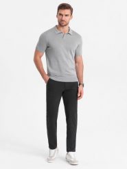 Eleganckie męskie spodnie chino SLIM FIT - grafitowe V2 OM-PACP-0191 - XXL. Szare eleganckie spodnie męskie Ombre Clothing, l, bez wzorów, z materiału. Za 233.99 zł.