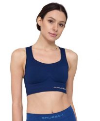 Damski crop top do ćwiczeń Brubeck GYM. Niebieskie bielizna termoaktywna damska Brubeck, l, bez wzorów, z dzianiny, bez ramiączek. Za 149.99 zł.