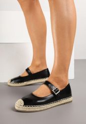 Czarne Espadryle Ozdobione Paskiem i Plecionką Noniara. Czarne espadryle damskie Born2be, na lato, bez wzorów, z jeansu, eleganckie, bez obcasa, na płaskiej podeszwie, bez zapięcia. Za 74.99 zł.