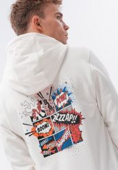 Ombre Bluza męska hoodie z nadrukiem na plecach - V3 ecru B1357 XXL. Bluzy męskie Ombre, m, bez wzorów, bez kaptura. Za 69.99 zł.