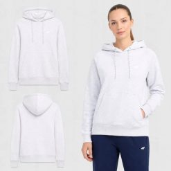BLUZA DAMSKA 4F SPORTOWA Z KAPTUREM NIEROZPINANA XS SZARA KOLOR SZARY. Szare bluzy damskie 4f, l, bez wzorów, z bawełny, z kapturem. Za 109.00 zł.