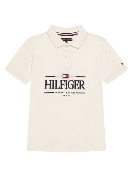 Tommy Hilfiger Polo Icons KB0KB10359 Écru Regular Fit. Białe t-shirty dla chłopców Tommy Hilfiger, bez wzorów, z bawełny, bez ramiączek. Za 214.99 zł.