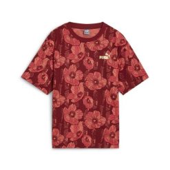 Damska koszulka z grafiką ESS+ CLASS ACT PUMA Intense Red. Czerwone koszulki sportowe damskie Puma, m, bez wzorów, z dżerseju, bez kołnierzyka, bez ramiączek, na fitness i siłownię. Za 163.80 zł.
