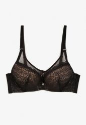 Czarno-Beżowy Koronkowy Biustonosz Push-Up Evantia. Czarne biustonosze Renee, bez wzorów, z koronki. Za 34.99 zł.
