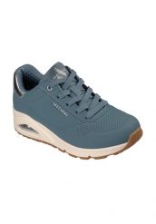 Buty sportowe damskie Skechers Uno Golden Air. Niebieskie obuwie sportowe damskie Skechers, bez wzorów, z materiału. Za 325.50 zł.
