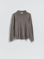 Sweter z wełny merino - brązowy. Brązowe swetry przez głowę męskie Reserved, l, bez wzorów, z wełny, bez kołnierzyka. Za 199.99 zł.