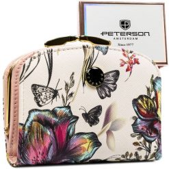 Portfel damski Peterson PTN 1830-F8 wzór 4. Portfele damskie Peterson, bez wzorów, ze skóry. Za 69.99 zł.