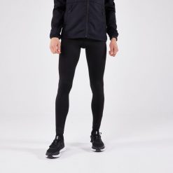 Legginsy do biegania męskie Kiprun Run 100 ocieplane. Czarne legginsy sportowe męskie KALENJI, l, bez wzorów, z elastanu, do biegania. Za 79.99 zł.
