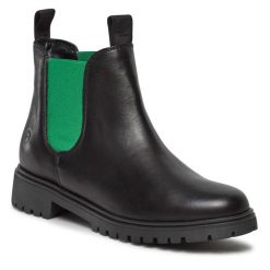 Sztyblety Tamaris. Czarne botki damskie Tamaris, bez obcasa, na płaskiej podeszwie, bez zapięcia. Za 359.99 zł.