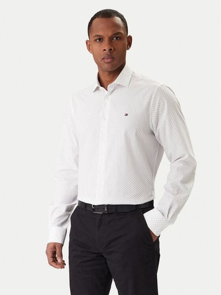 Tommy Hilfiger Koszula MW0MW41660 Biały Slim Fit. Białe koszule męskie Tommy Hilfiger, m, bez wzorów, z bawełny, bez kołnierzyka, bez ramiączek. Za 238.99 zł.