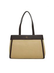 Calvin Klein Torebka Ck Canvas Medium Tote LV04F3503G Beżowy. Brązowe torebki do ręki damskie Calvin Klein, bez wzorów, z materiału, bez dodatków. Za 649.99 zł.