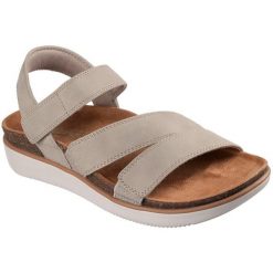 Sandały SKECHERS 163252S Szary. Szare sandały damskie Skechers, bez wzorów, z materiału, bez obcasa, bez zapięcia. Za 229.99 zł.