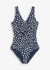 Kostium kąpielowy shape, średni stopień modelowania sylwetki. Niebieskie kostiumy jednoczęściowe damskie bonprix, bez wzorów. Za 144.99 zł.