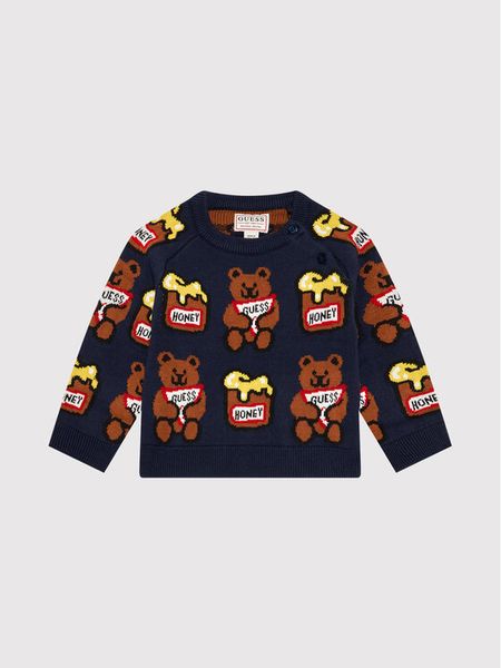 Guess Sweter H1YT01 Z2S40 Granatowy Regular Fit. Niebieskie swetry dla chłopców Guess, z aplikacjami, z bawełny, bez kołnierzyka, bez kaptura. Za 119.99 zł.