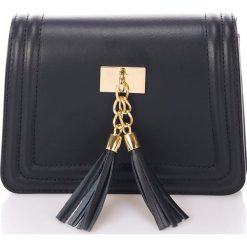 Skórzana kopertówka w kolorze czarnym - 20 x 16 x 8 cm. Kopertówki damskie Stylowe torebki, w paski, ze skóry. W wyprzedaży za 216.95 zł.