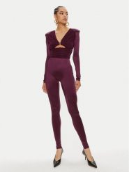 Elisabetta Franchi Kombinezon TU-019-46E2 Bordowy Slim Fit. Czerwone sukienki damskie Elisabetta Franchi, bez wzorów, z syntetyku, bez kołnierzyka, bez ramiączek. Za 1,839.00 zł.