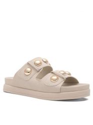 DeeZee Klapki WS6099-01 Beżowy. Brązowe klapki damskie DeeZee, bez wzorów, z syntetyku, bez obcasa. Za 119.99 zł.