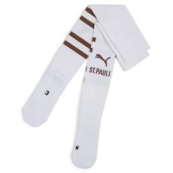 Męskie skarpety FC St. Pauli z grafiką PUMA White Espresso Brown. Białe legginsy sportowe męskie Puma, m, bez wzorów, do piłki nożnej. Za 99.00 zł.