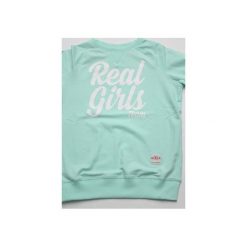 BLUZA Real Girls Team/MINT. Zielone bluzy damskie Ugly, z nadrukiem, z bawełny. Za 170.00 zł.