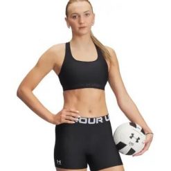 Biustonosz treningowy Under Armour Crossback Mid ultimate black/white. Czarne biustonosze Under Armour, bez wzorów, z elastanu. Za 253.99 zł.