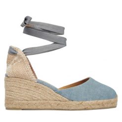 Espadryle Castañer. Niebieskie sandały damskie Castañer, bez wzorów, bez obcasa, bez zapięcia. Za 589.99 zł.