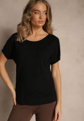 Czarna Dzianinowa Bluzka z Cyrkoniowymi Aplikacjami Fenellia. Czarne bluzki damskie Renee, l, z aplikacjami, z dzianiny, glamour, bez kołnierzyka, bez ramiączek. Za 49.99 zł.
