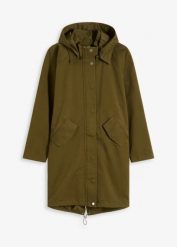 Parka hydrofobowa. Zielone parki damskie bonprix, bez wzorów, bez kaptura. Za 369.99 zł.