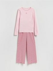 Dwuczęściowa piżama - pastelowy róż. Czerwone piżamy damskie Reserved, l, bez wzorów, z bawełny, bez ramiączek. Za 139.99 zł.