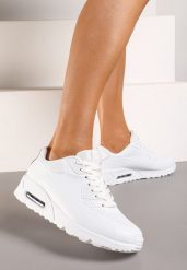 Białe Klasyczne Płaskie Sneakersy z Ozdobną Podeszwą i Perforacją Dinelia. Białe obuwie sportowe damskie Born2be, bez wzorów, z jeansu, na fitness i siłownię. Za 64.99 zł.