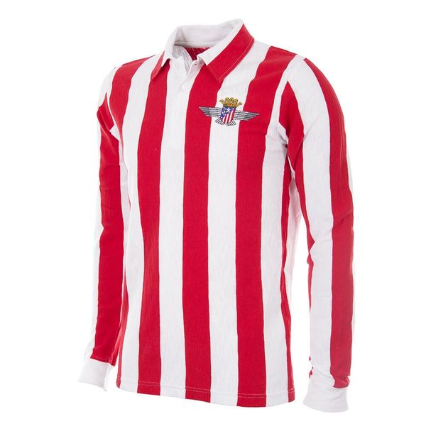 Koszulka piłkarska retro dla dorosłych Atlético Madrid 1939-40 - Czerwona-Biała. Białe koszulki sportowe męskie COPA FOOTBALL, bez wzorów, bez kołnierzyka, bez ramiączek, do piłki nożnej. Za 338.47 zł.