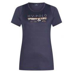 Damska koszulka do jazdy konnej HV Polo Ariel. Niebieskie koszulki sportowe damskie HV POLO, bez wzorów, bez kołnierzyka, bez ramiączek, do jazdy konnej. Za 272.00 zł.