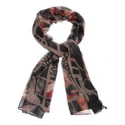 Brązowy Wzorzysty Szal Damski Anekke. Brązowe szaliki i chusty damskie Anekke, bez wzorów, eleganckie. Za 119.00 zł.