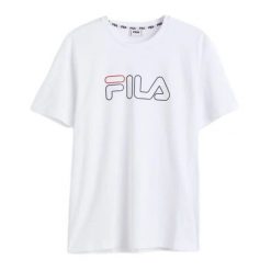 Koszulka z krótkim rękawem Męska Fila FAM0225 10001 Biały. Białe koszulki sportowe męskie Fila, m, bez wzorów, bez kołnierzyka, bez ramiączek. Za 69.00 zł.