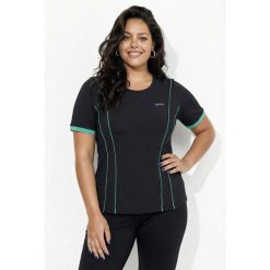 Damskie Bluzka funkcyjna dżersej termiczny okrągły dekolt rękaw 1/2 z recyklingu. Czarne t-shirty damskie Ulla Popken, plus size, bez wzorów, z dżerseju, bez kołnierzyka. Za 199.99 zł.