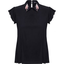 Koszula MARKUS LUPFER MATCH STICK SEQUIN BETTY. Czarne bluzki damskie Markus Lupfer, z aplikacjami, z jeansu, eleganckie, bez kołnierzyka, bez ramiączek. W wyprzedaży za 443.00 zł.