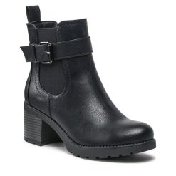 Botki Clara Barson. Czarne botki damskie Clara Barson, bez obcasa, na słupku, bez zapięcia. Za 159.99 zł.