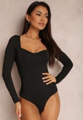 Czarne Body z Kwadratowym Dekoltem Macotte. Czarne bluzki damskie Renee, l, bez wzorów, z jeansu, biznesowe, bez kołnierzyka, bez ramiączek. Za 74.99 zł.