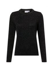 Vila sweter z dzianiny - VIDalo Kobiety Bawełna czarny|srebrny, XL. Czarne swetry damskie Vila, xl, bez wzorów, z bawełny, wizytowe, bez kołnierzyka, bez ramiączek, bez kaptura. Za 89.95 zł.