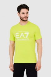 EA7 Zielony męski t-shirt z dużym białym logo, Rozmiar S. Zielone t-shirty męskie EA7 Emporio Armani, m, bez wzorów, bez kołnierzyka. W wyprzedaży za 248.99 zł.