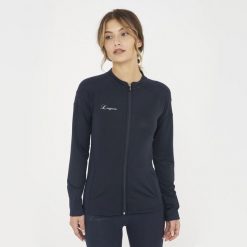 Kurtka sportowa damska z zamkiem ALEDA niebieska. Niebieskie kurtki sportowe damskie Legea, xs, bez wzorów, z elastanu, bez kaptura, na fitness i siłownię. Za 80.00 zł.