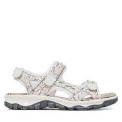 Sandały Rieker. Białe sandały damskie Rieker, bez wzorów, bez obcasa, na płaskiej podeszwie, bez zapięcia. Za 339.99 zł.