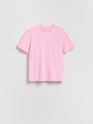 T-shirt z merceryzowanej bawełny - różowy. Czerwone t-shirty damskie Reserved, l, bez wzorów, z bawełny, bez kołnierzyka. Za 59.99 zł.