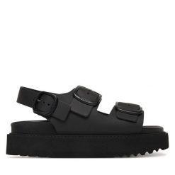 Sandały Scholl. Czarne sandały damskie Scholl, bez wzorów, bez obcasa, na płaskiej podeszwie, bez zapięcia. Za 547.99 zł.