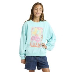 Bluza dla Dziewczynki LINEUP TERRY Niebieski. Niebieskie bluzy dla dziewczynek Roxy, bez wzorów, z bawełny, bez ramiączek, bez kaptura. Za 169.99 zł.