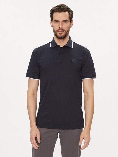 Boss Polo Passertip 50507699 Granatowy Slim Fit. Niebieskie koszulki polo męskie Boss, m, bez wzorów, z bawełny, bez ramiączek. Za 219.00 zł.