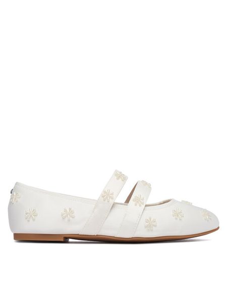 Buffalo Baleriny Dahlia Flower Pearl 1620070 Biały. Białe baleriny damskie Buffalo, bez wzorów, z materiału, bez obcasa. Za 281.99 zł.
