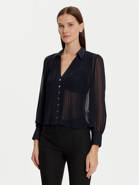 Morgan Koszula 242-CPLIA Granatowy Regular Fit. Niebieskie bluzki damskie Morgan, bez wzorów, z syntetyku, bez kołnierzyka, bez ramiączek. Za 179.99 zł.